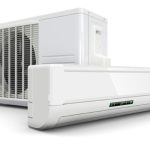 Ductless mini-split air conditioning system with indoor and outdoor units for efficient home climate control.